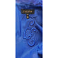 Vintage Escada Blue Blazer Printed Silk w/Agate Stone Button / L