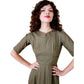 Vintage 50s Jacques Heim Couture Dress Olive Green Wool