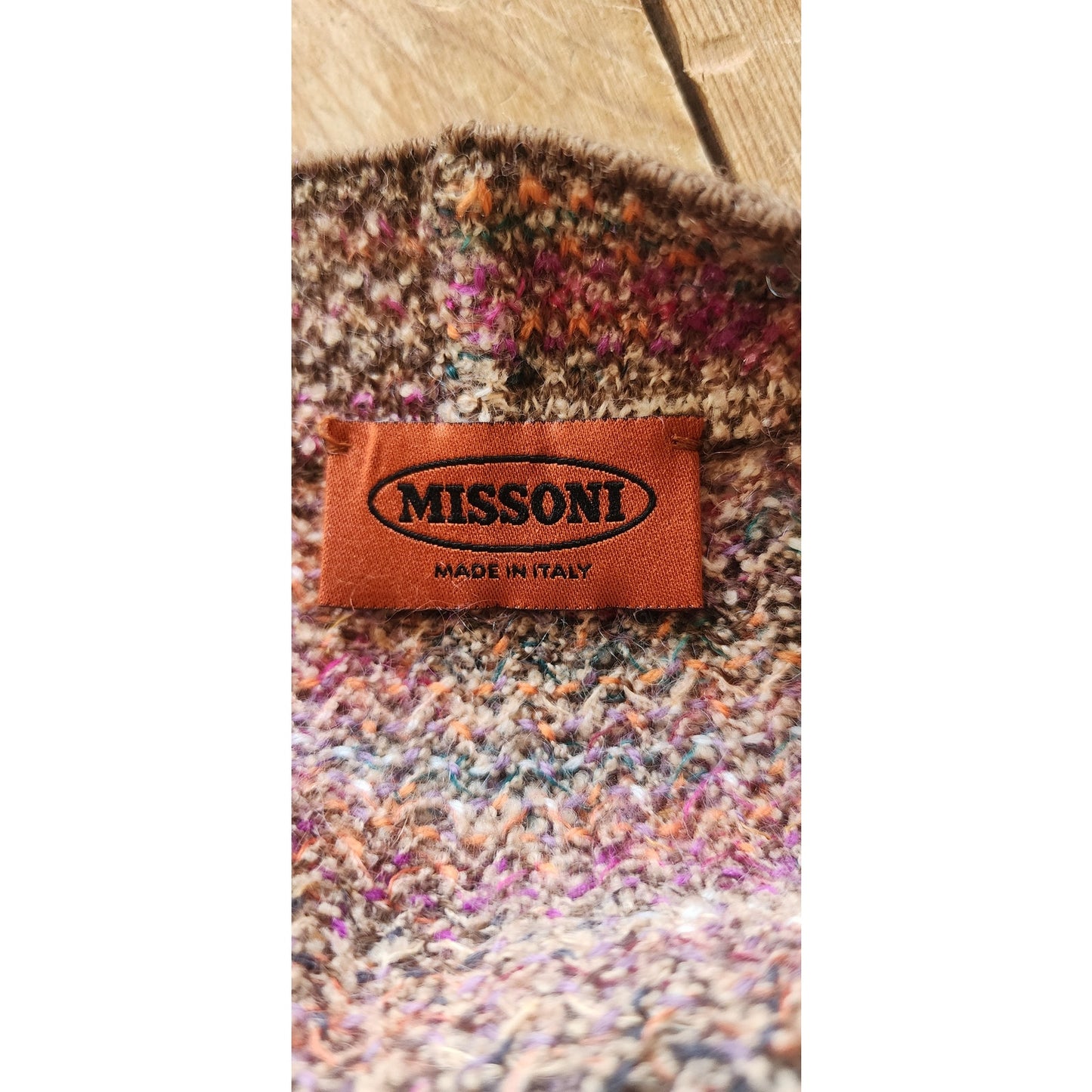 Vintage 1980s MISSONI Cardigan Sweater Orange Brown Red Tones