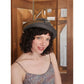 Vintage 70s HALSTON Gray Wool Felt Fedora Hat w/ Feather Wide Brim