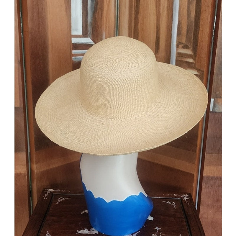 Vintage 90s Brooks Brothers Panama hat Handwoven Beige Cream Straw