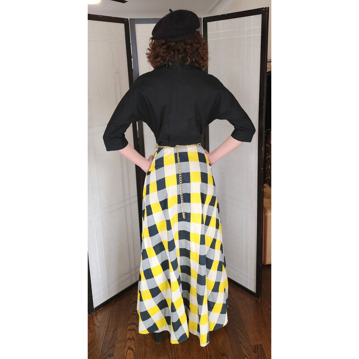 Vintage 40s Black + Yellow Dress Shirtwaist Style by Raymond