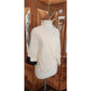 Vintage 90s Gianfranco Ferre Cream Silk Wrap Blouse Black Cuffs Asymmetrical Top