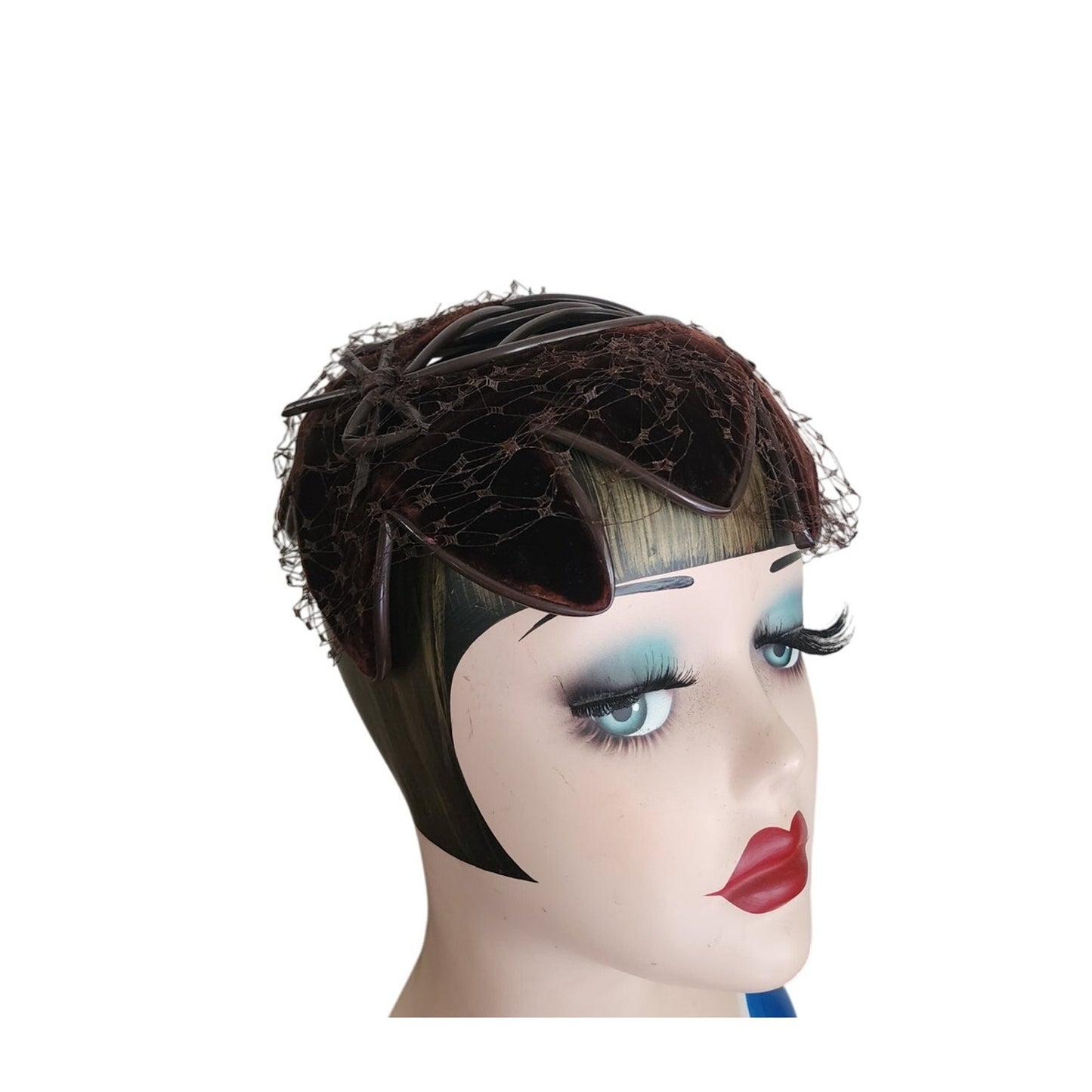 Vintage 50s Bes-Ben Hat in Brown Velvet w/Bows Chicago Midcentury Millinery