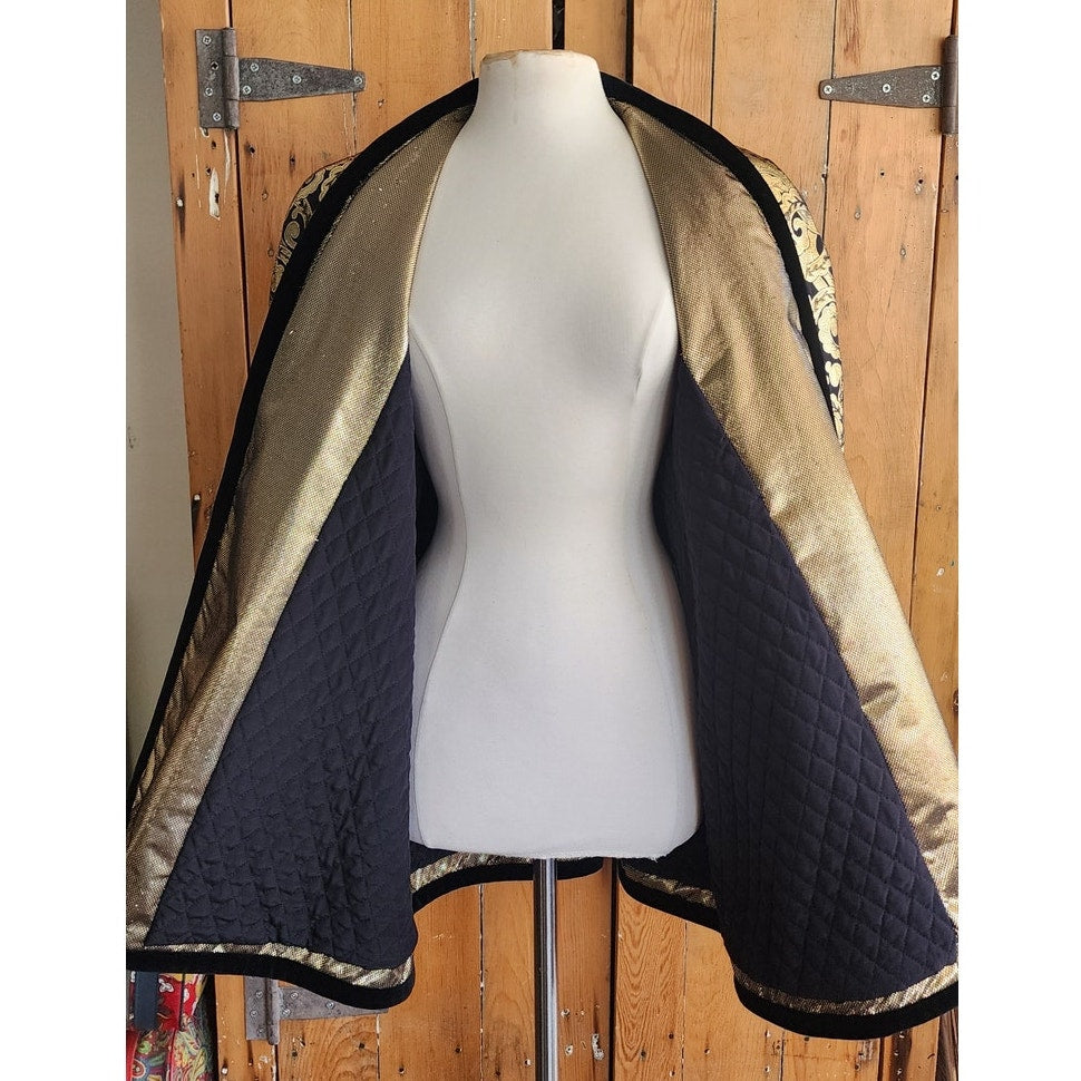 Vintage 80s Escada Jacket Metallic Gold Trapeze Style