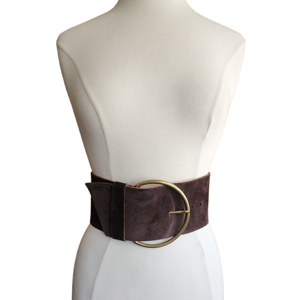 Miu Miu Wide Belt Brown Suede Size Small 2013