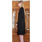 Vintage 80s Galanos Dress Black Silk Crepe Drop Waist Pleated Skirt Satin w/Satin Ruffle