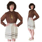 Vintage 60s Day Dress Brown Cream Long Sleeved