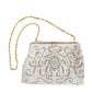 Vintage 50s Beaded Evening Bag in White France Elaborate Scrollwork Microbeading