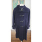 Vintage 1990s Mens Duffle Coat Lands End Navy Blue Wool Hooded w/Toggle Closure