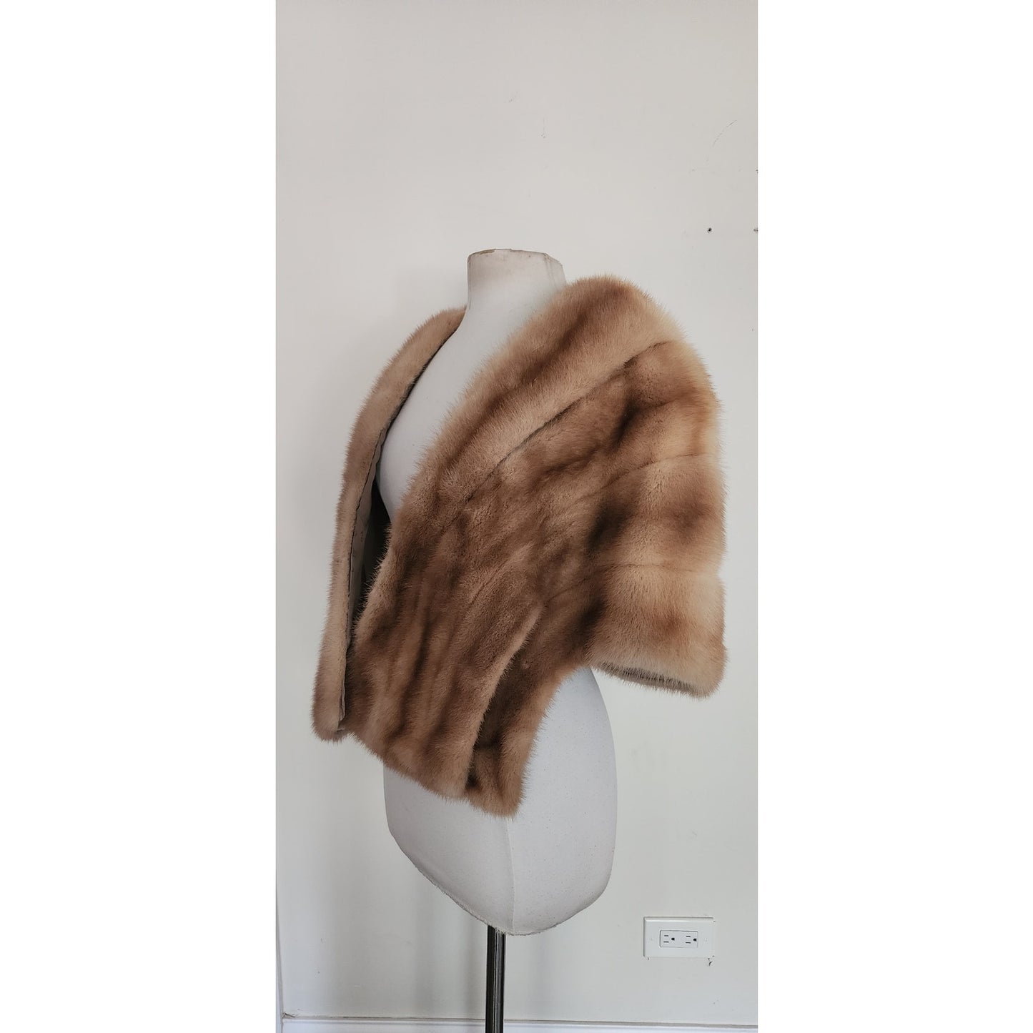 Vintage 1950s Brown Mink Fur Wrap Shrug Stole Evening Jacket