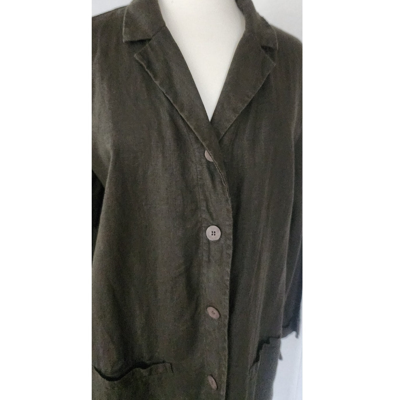Vintage Eileen Fisher Chore Coat Brown Linen / L