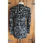 Vintage 80s Blazer Black White Bold Graphic Print Raw Silk