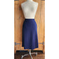 Vintage 40s Skirt Navy Blue Wool Side Pleats