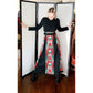Vintage 70s Black Maxi Dress Colorful Skirt Embroidery Cleopatra Broumand AS IS