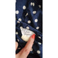 Vintage 70s Romper Polkadot Cotton Print Navy Blue White Halter Top Open Back Sz LARGE