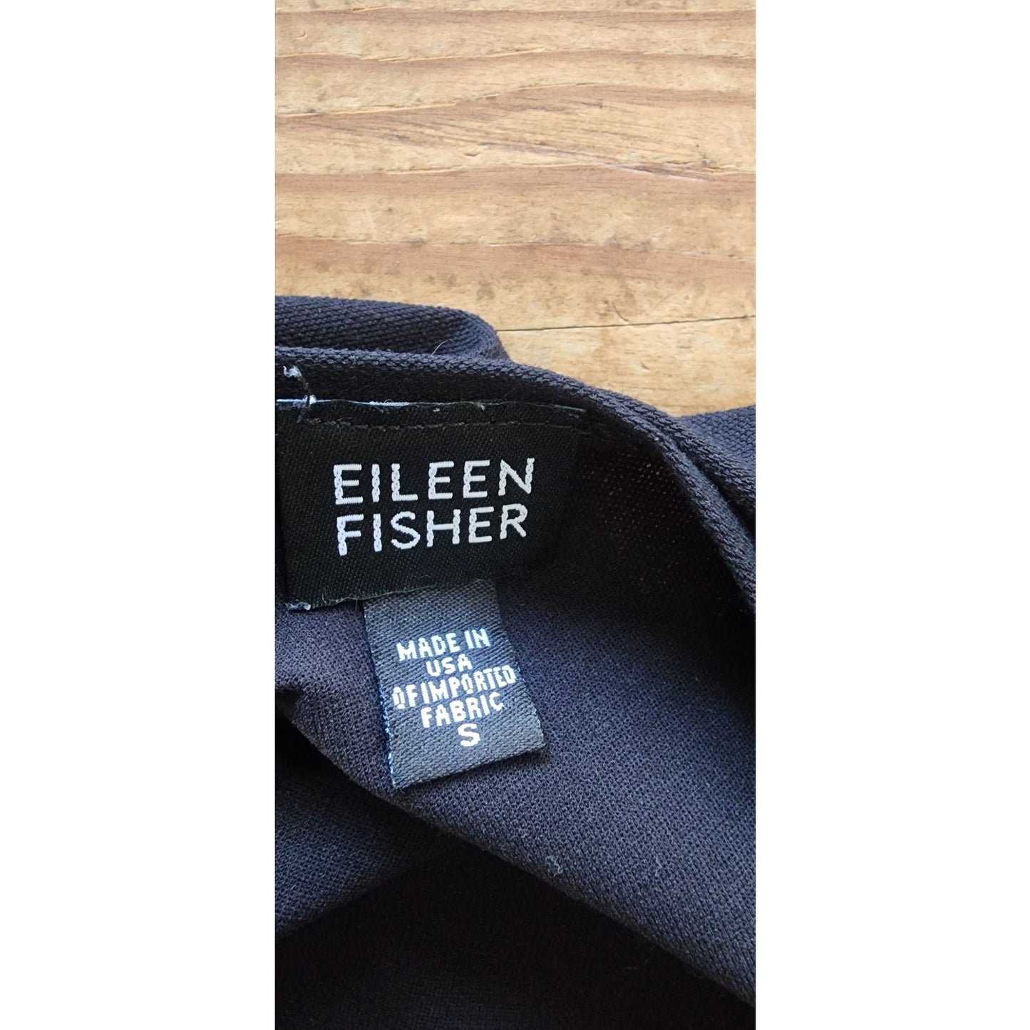 Vintage Eileen Fisher Y2K Black Rayon Stretch Knit Wrap Dress Midi