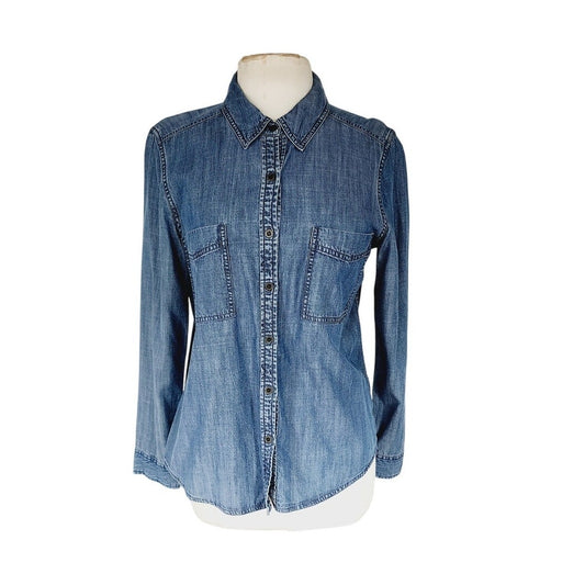 Eileen Fisher Denim Shirt Dark Wash Button Down