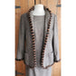 Vintage ESCADA Dress + Jacket Suit Set Alpaca Blend Wool Tweed Striped Mink Fur Trim / L