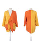 VTG 90s Duster Jacket Silk Yellow Orange Colorblock Blazer Victoria March Chicago