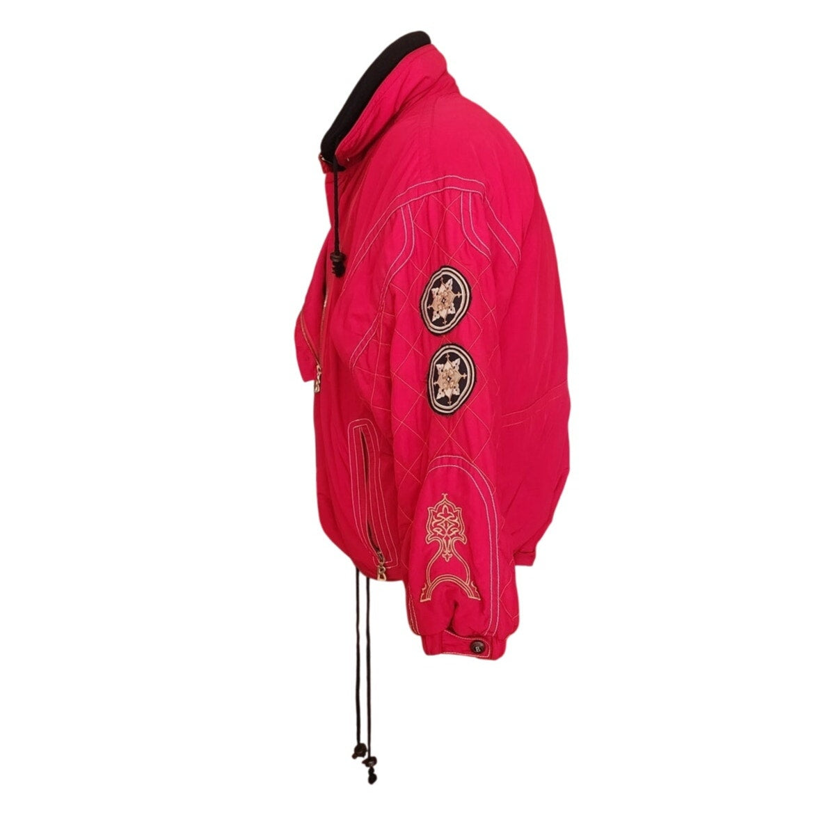 Vintage 1990s Bogner Ski Jacket Goan Thylmann Red Alpine Parka Lion Emblem Fleece Liner
