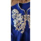 Vintage 70s 80s Royal Blue Gold Embroidered Tunic Top Sequin Caftan Blouse