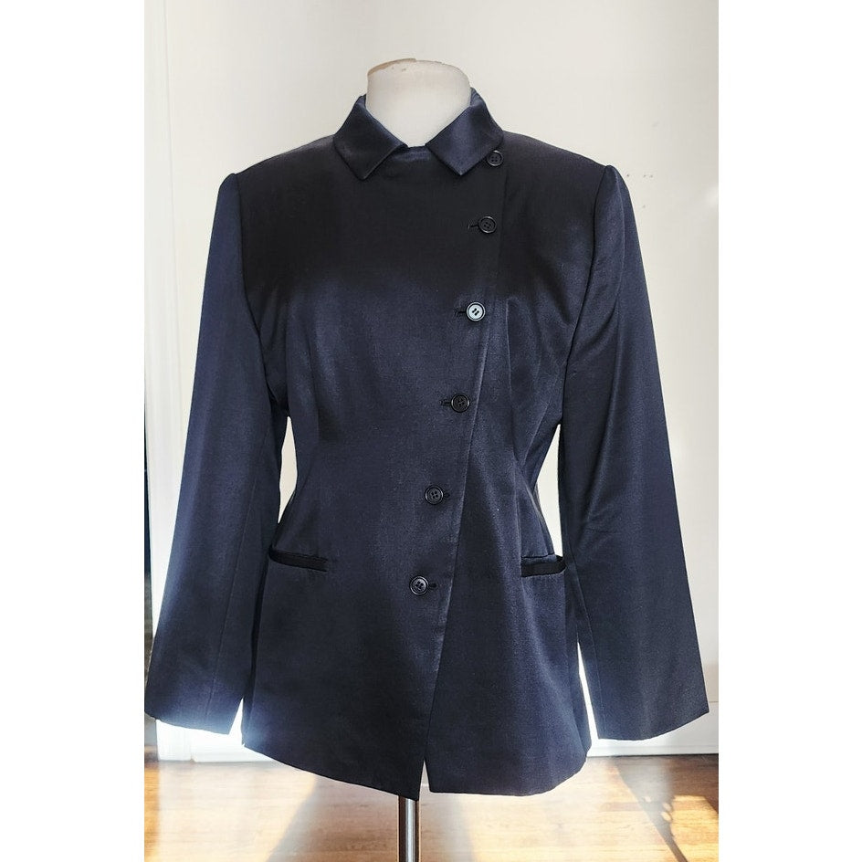 Vintage Armani Collezioni Blazer Y2k 2000s Black Silk Jacket Large