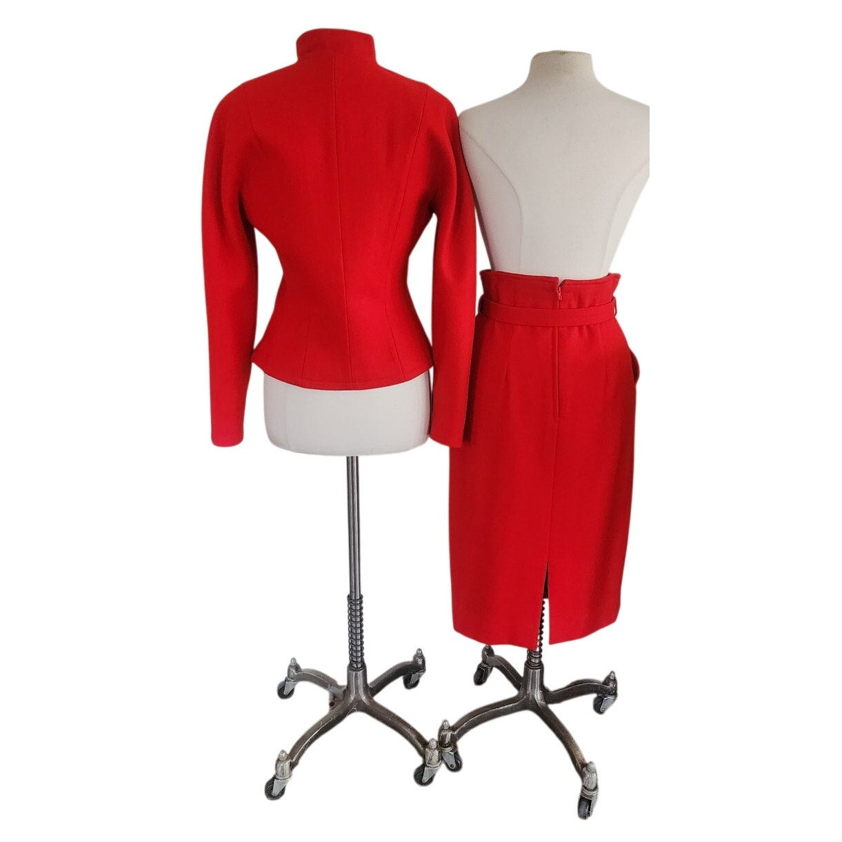 Vintage 1980s GUY LAROCHE Skirt Suit Red Wool DOCUMENTED 1989 / M