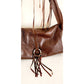 Vintage 2000s BCBG Brown Leather Shoulder Bag w/Fringe