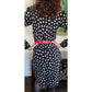 Vintage 1979 Yves Saint Laurent Skirt Suit Heart Print Silk Black White / S