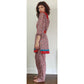 Vintage 1980s Lachine Tunic + Pants Set Polyester Georgette Red Graphic Print / Medium