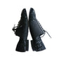 CHANEL Lace Up Shoes Loafers Black Patent Leather & Sequins 38 1/2