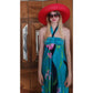 Vintage 1980s Kokin Hat Wide Brim Sun Straw Fuchsia Red Black Summer Oversized