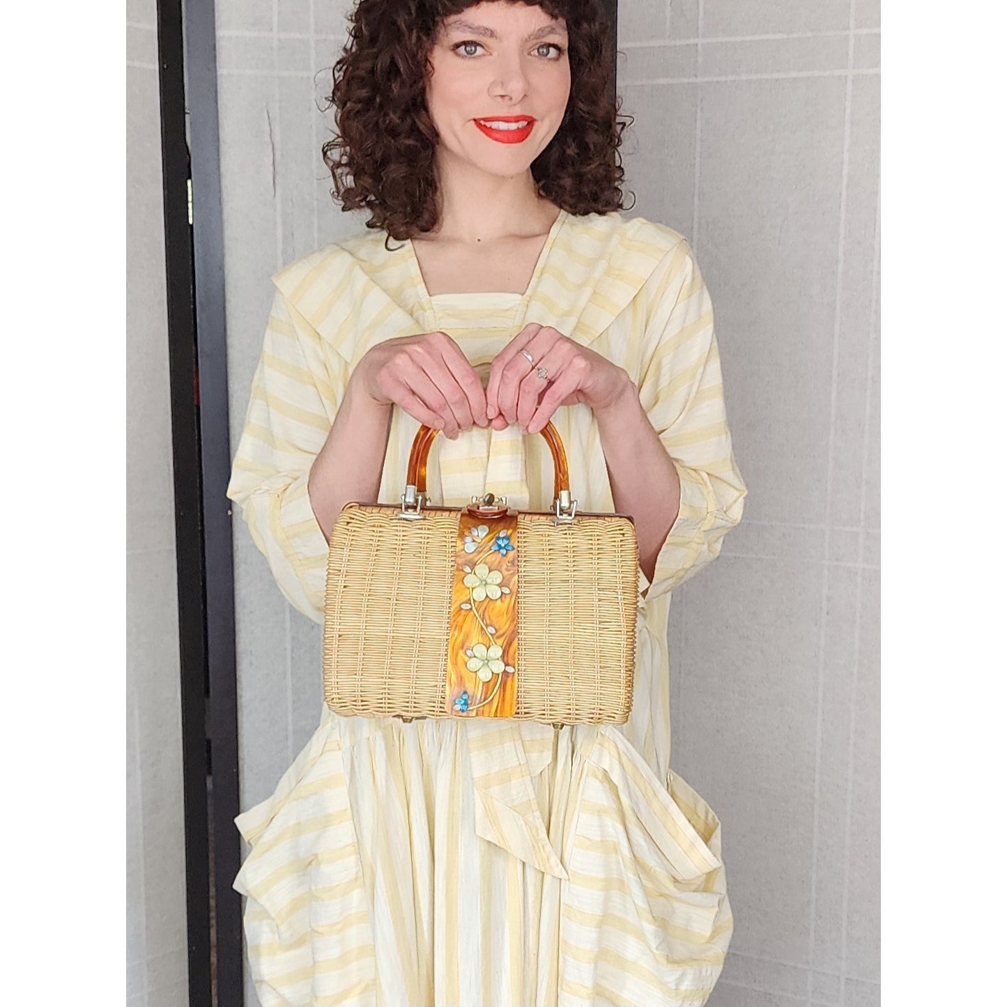 Vintage 60s Wicker Basket Purse Princess Charming Atlas