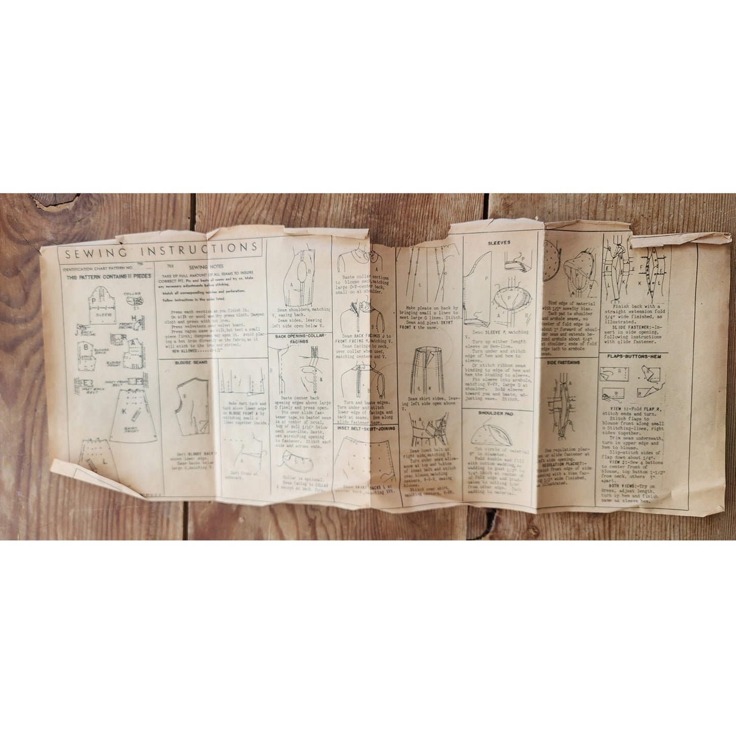 Vintage 40s Sewing Pattern ORIGINAL:  Jane Wyman Dress Hollywood Patterns 758