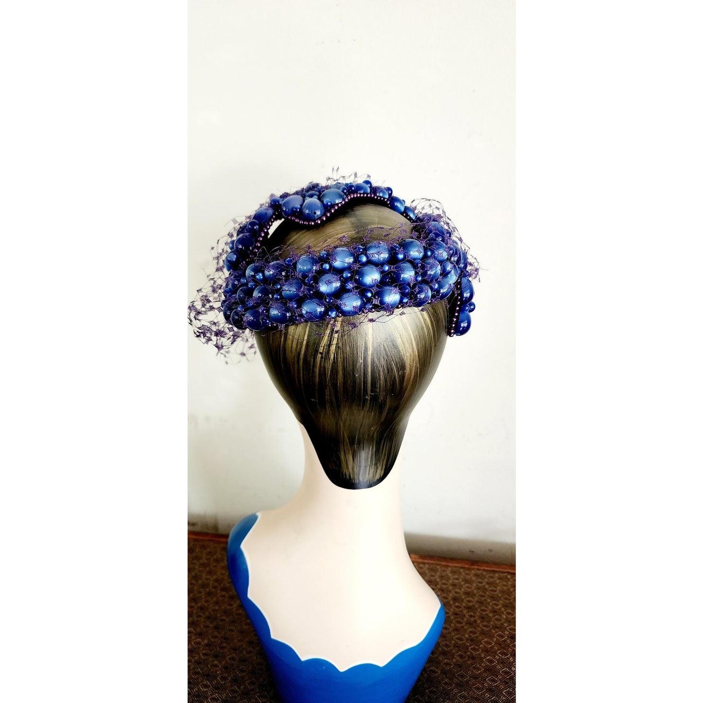 Vintage 50s Bes-Ben Hat Blue Moonstone Fascinator w/Veil