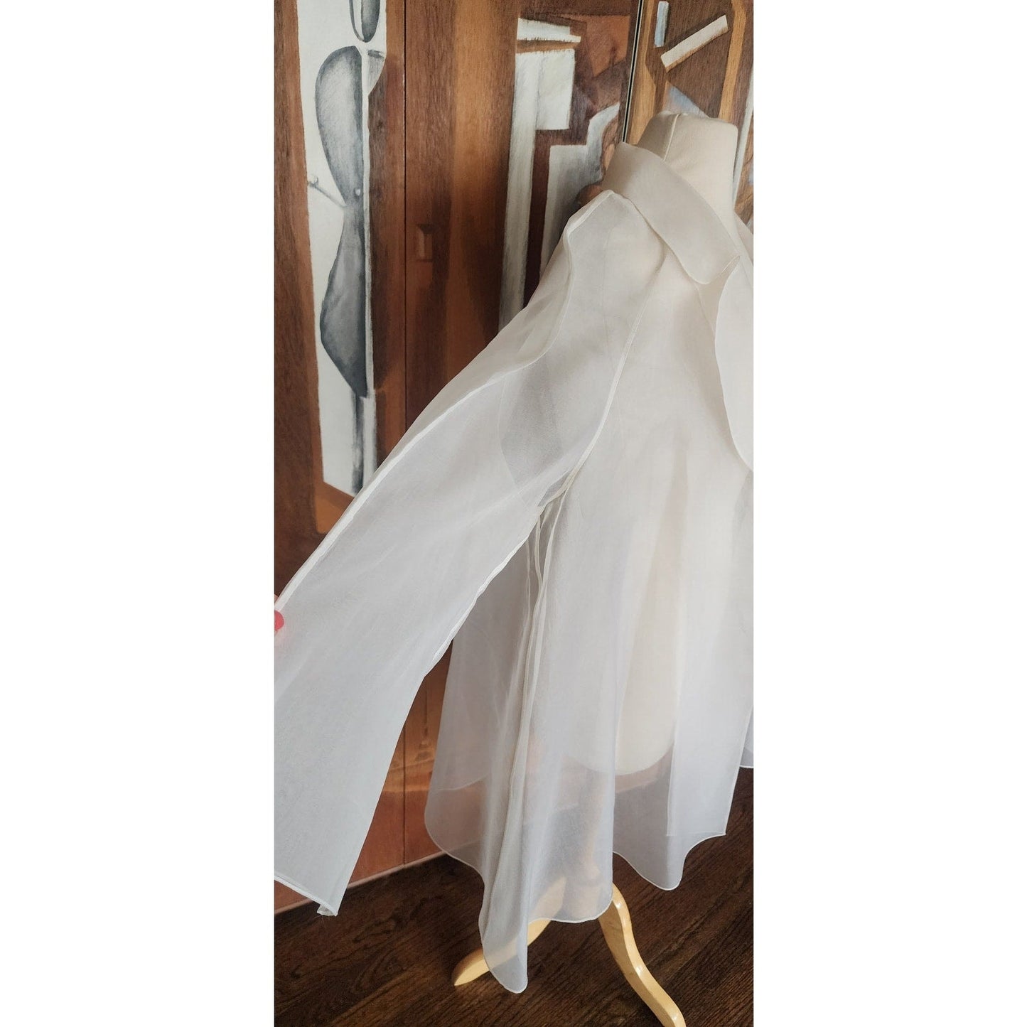 Vintage 1990s Sheer White Jacket White Organza Victoria March Chicago Designer