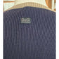 Vintage 90s D&G Dolce & Gabbana Ribbed Knit Mini Dress Blue Beige Trim