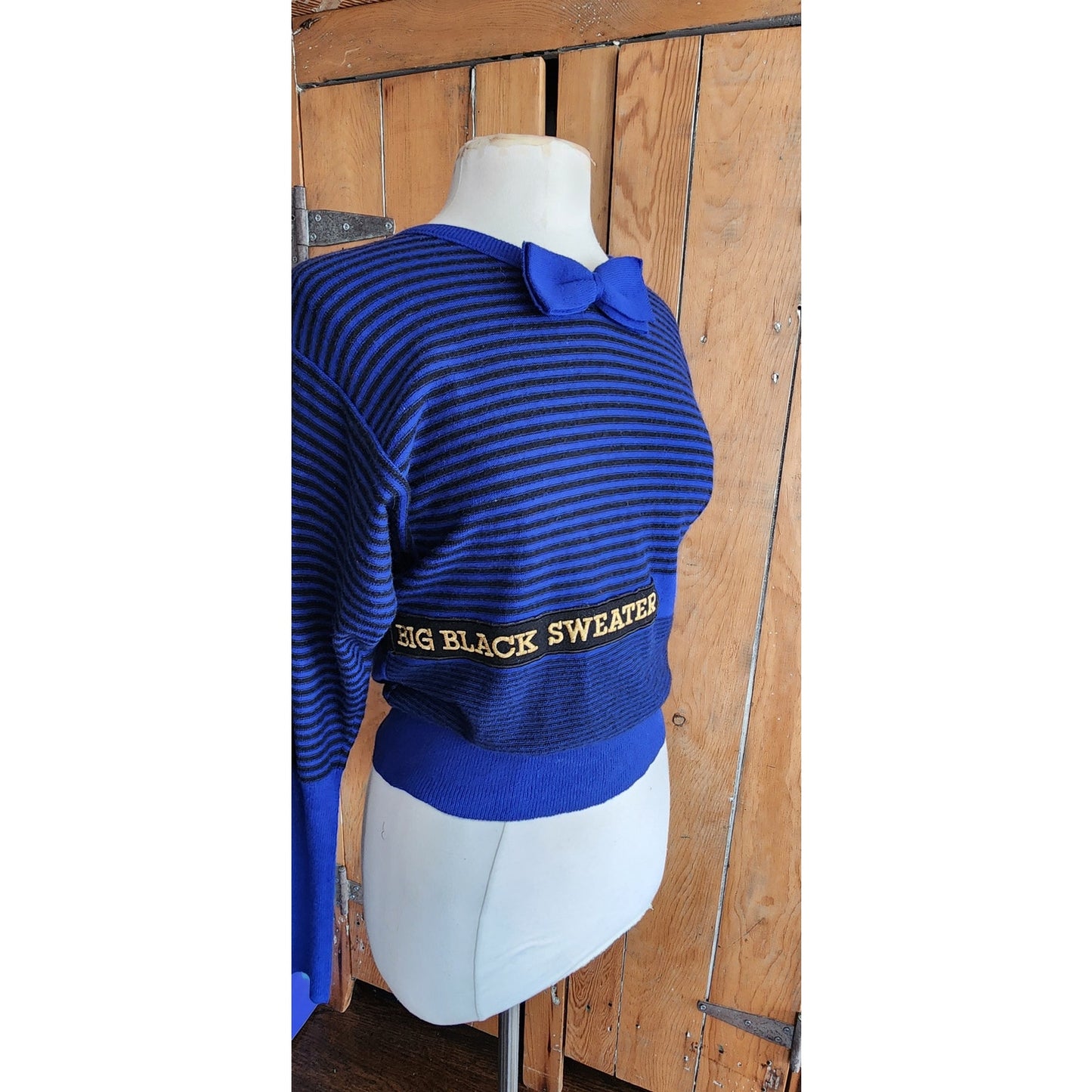 Vintage 90s Sonia Rykiel Blue Striped Sweater w/Bow