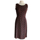 Vintage 1960s Embroidered Dress Red on Black Crescent Moon / Medium
