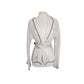 Vintage 1990s Sheer White Blazer w/Black Trim Sash Tie Belt