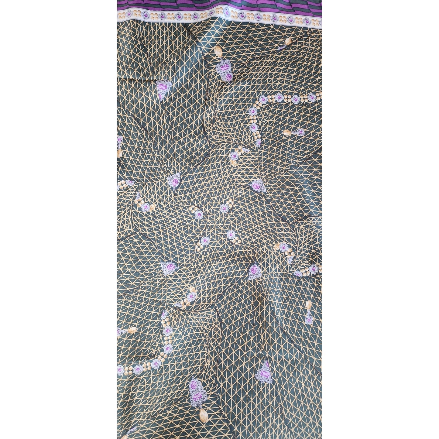 Vintage Bottega Veneta Silk Scarf Green Purple Jewelry Print