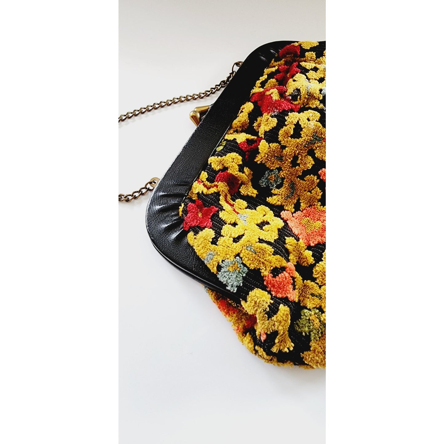 1960s Tapestry Bag Velvet Brocade Floral Boho Purse