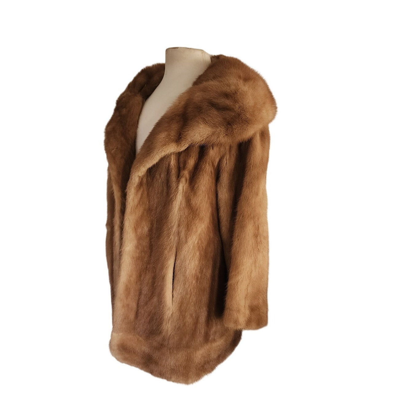 Vintage 50s Mink Fur Coat Caramel Brown Hip Length