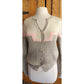 Vintage 80s Sweater Gray Pink Handknit Cardigan Acrylic Angora by Signatures