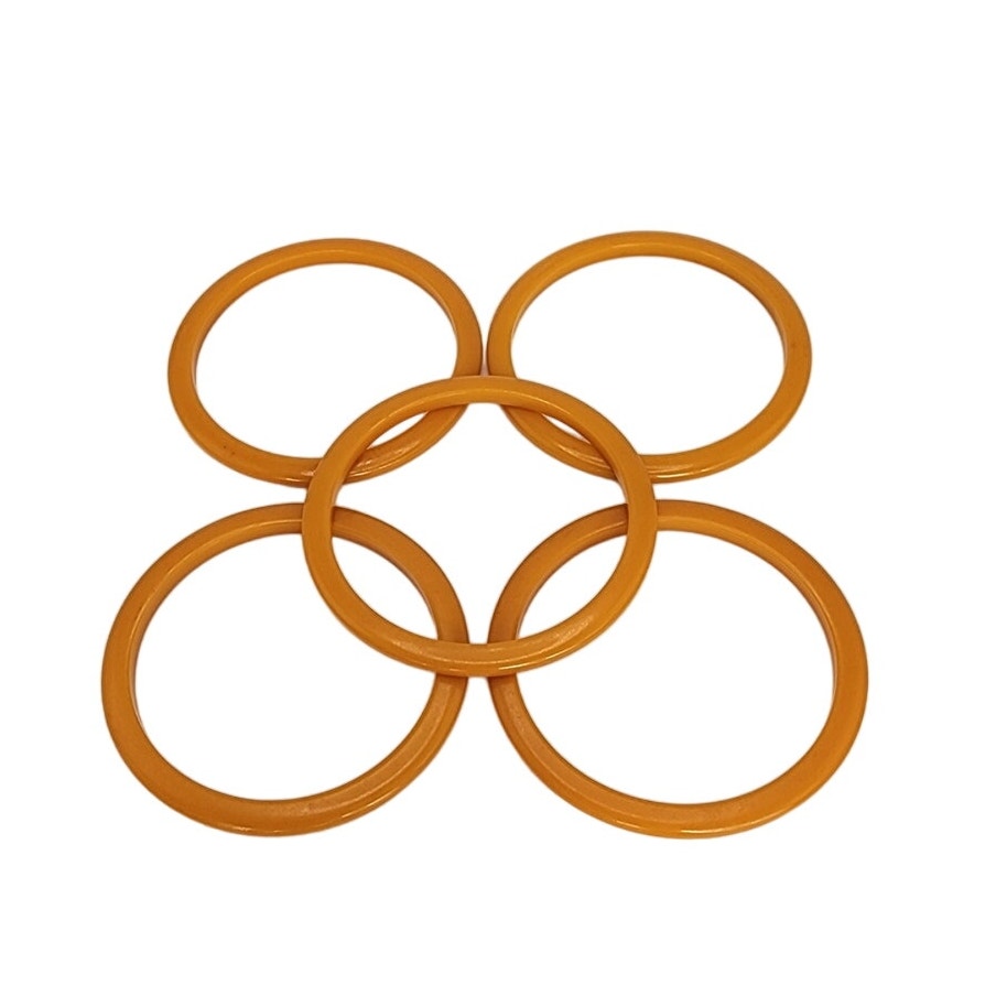 Vintage Bakelite Bracelets Butterscotch Spacer Bangles Set of 5