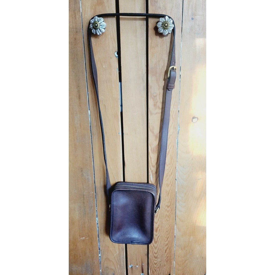 Vintage 90s Coach Bag Kit Camera Brown Leather Crossbody 9973