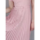 Vintage 40s Pink Dress Pleated Wool Belted w/Rhinestone Pin / S