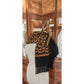 Vintage 1990s DKNY Scarf Black Gold Paisley Print Silk Oblong Fringe Donna Karan