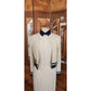 Vintage 1970s St John Suit Santana Knit Jacket Skirt Blouse Cream Navy 3 Piece